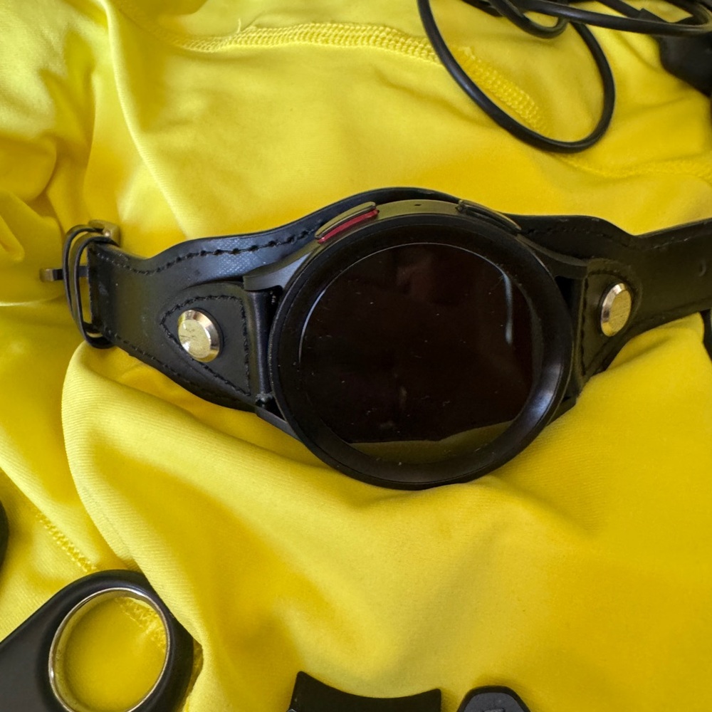 Black Smartwatch with Leather Strap